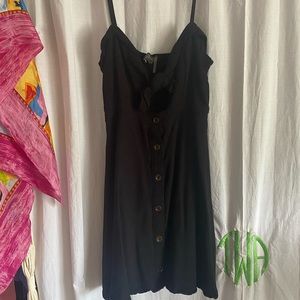 Black Tie Button Up Summer Dress